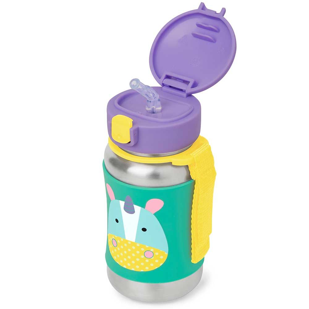 SkipHop Zoo Stainless Steel Straw Bottle 350ml - Unicorn