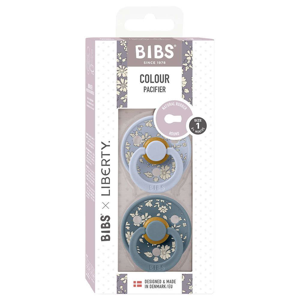 Bibs - Liberty Capel Latex Pacifier S1 - 0M+ - 2pcs - Dusty Blue Mix