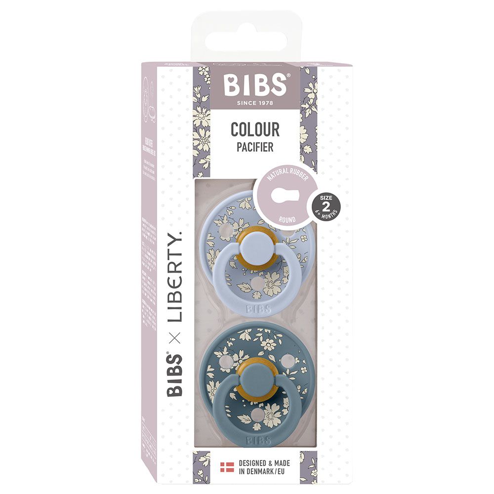 Bibs - Liberty Capel Latex Pacifier S2 - 6M+ - 2pcs - Dusty Blue Mix