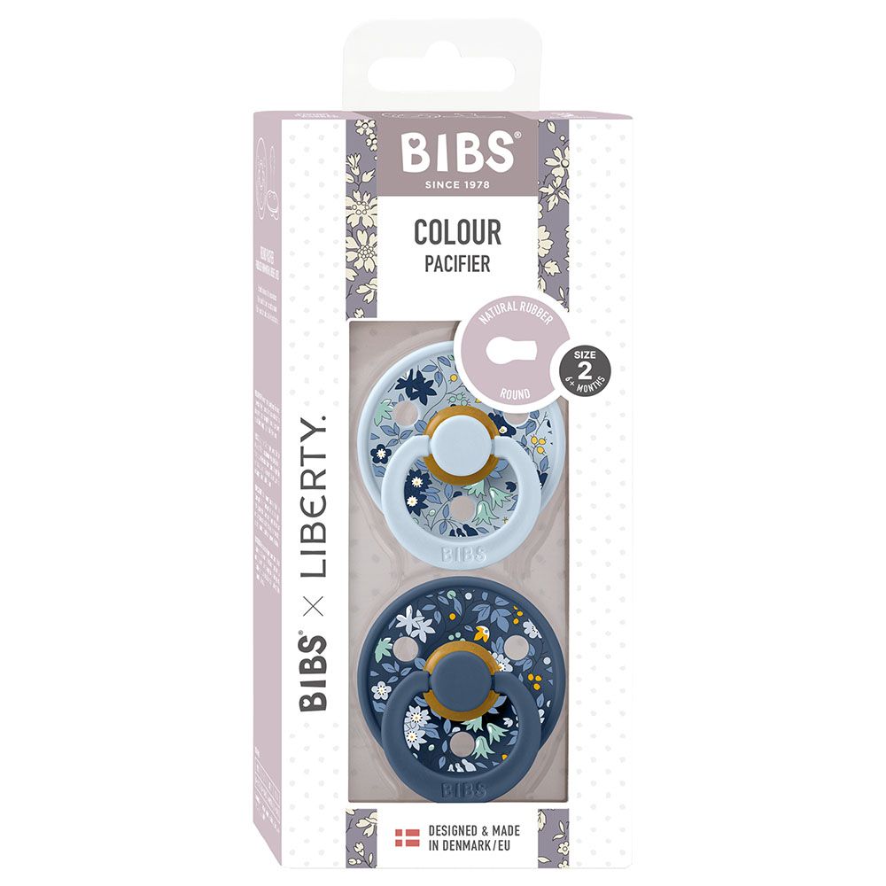 Bibs - Liberty Camomile Lawn Latex Pacifier S2 - 6M+ - 2pcs - Baby Blue Mix