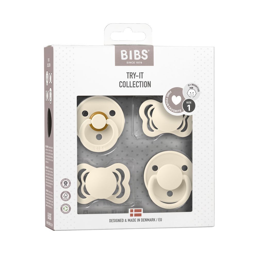 Bibs - Try-It Collection Pacifier Box S1 - Pack of 4 - Ivory