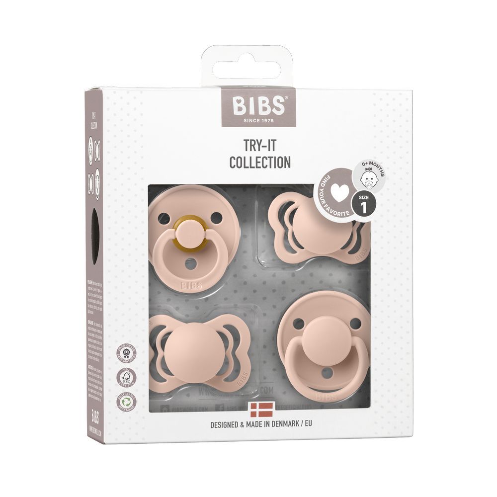 Bibs - Try-It Collection Pacifier Box S1 - Pack of 4 - Blush