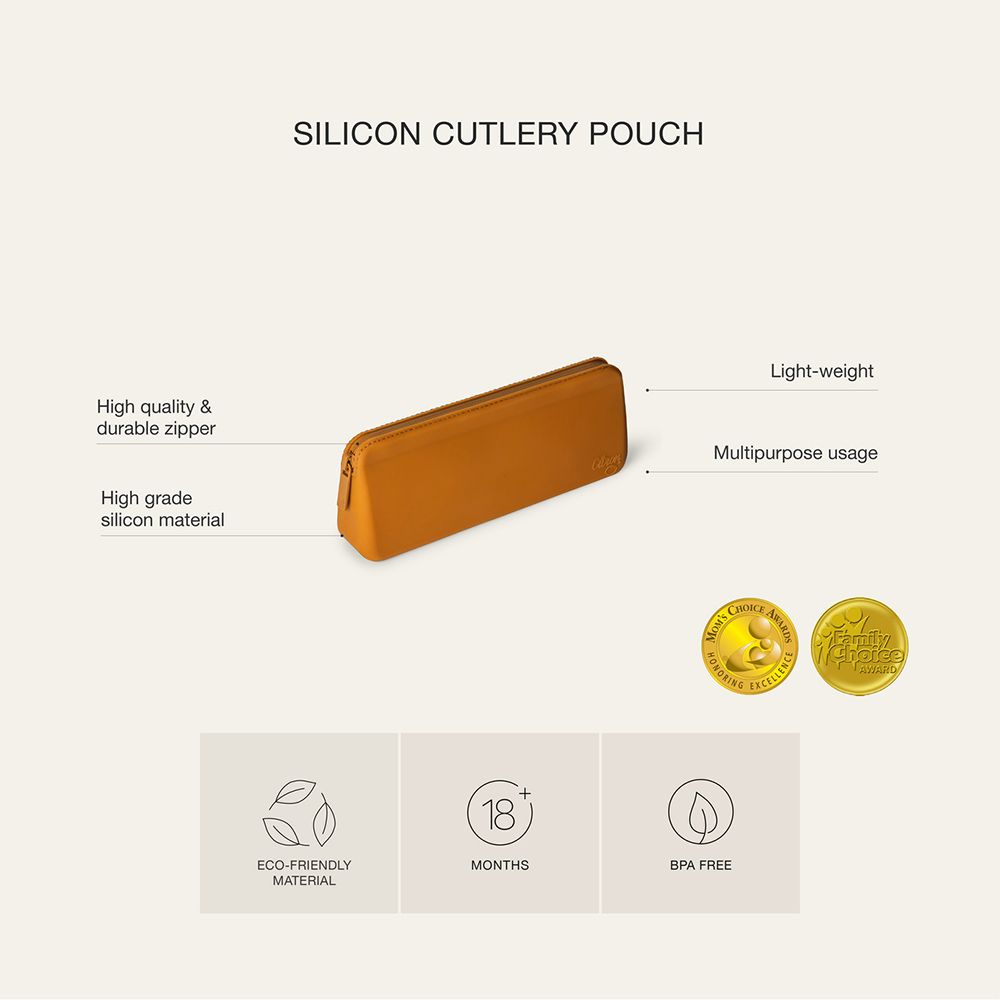 Citron - Silicone Cutlery Pouch - Caramel