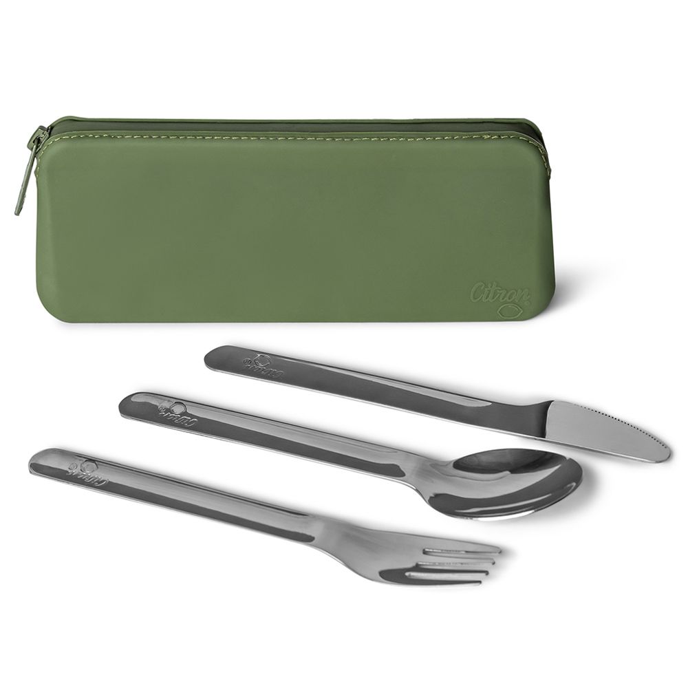 Citron - Stainless Steel Cutlery w/ Pouch - Green