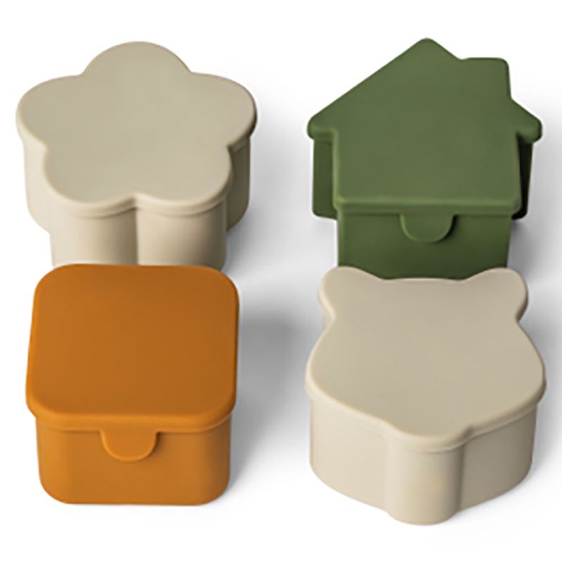 Citron - Silicone Lunchbox Organizers - Set Of 4 - Caramel/Green/Grey