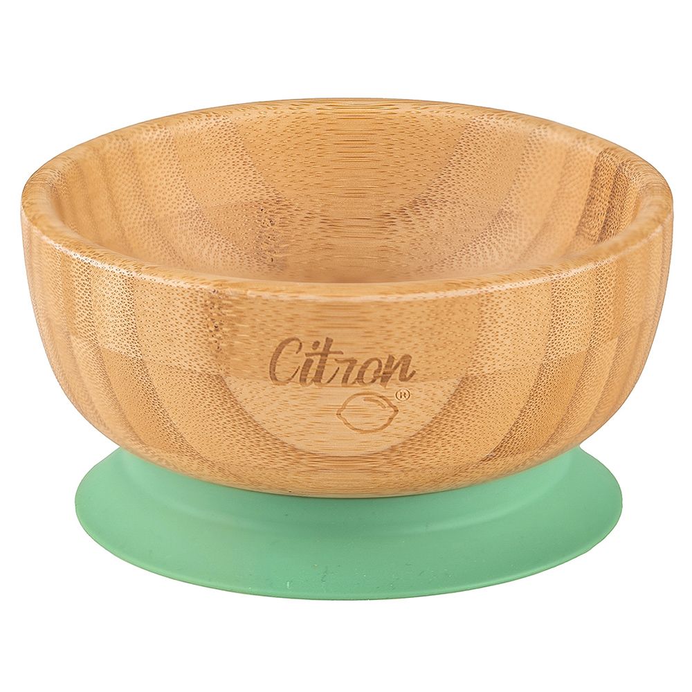 Citron - Organic Bamboo Bowl Suction with Spoon - Pastel Green