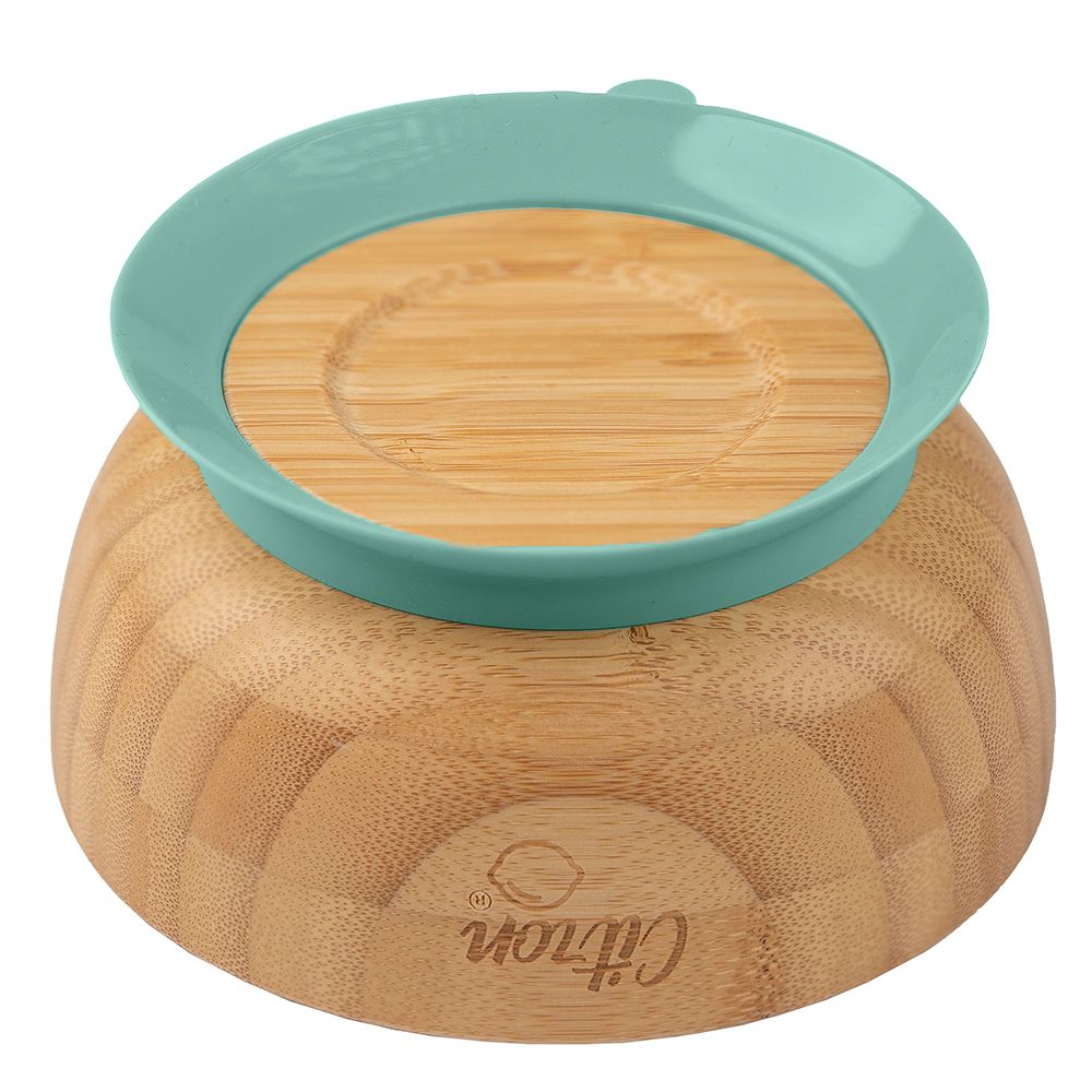 Citron - Organic Bamboo Bowl Suction with Spoon - Pastel Green