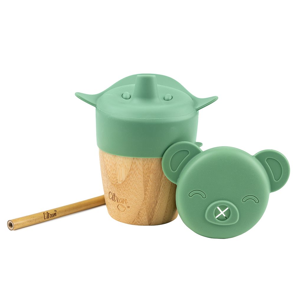 Citron - Organic Bamboo Cup with Lids - Pastel Green