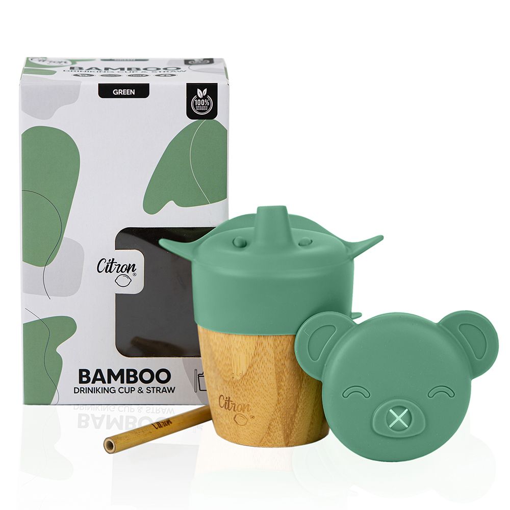 Citron - Organic Bamboo Cup with Lids - Pastel Green