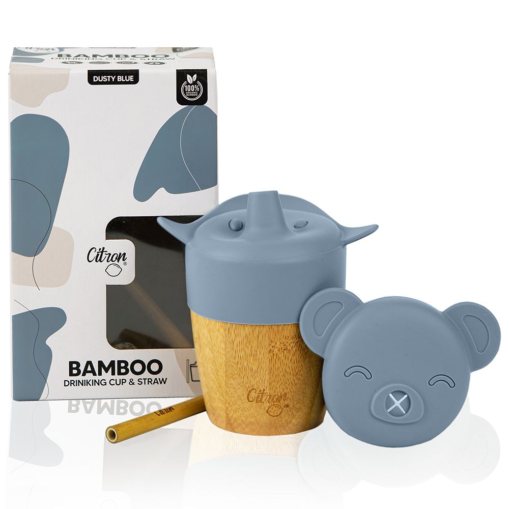 Citron - Organic Bamboo Cup with Lids - Dusty Blue