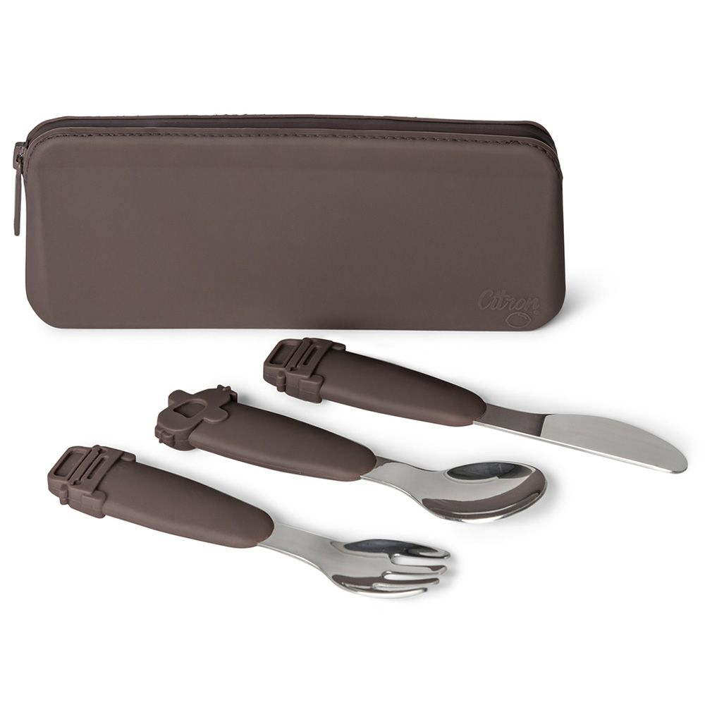 Citron - Silicone Cutlery Set w/ Pouch - Plum