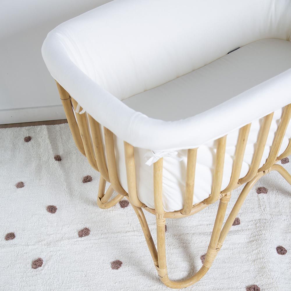 Childhome - Rattan Cradle 80x40 With Mattress And Off White Cover - Off White