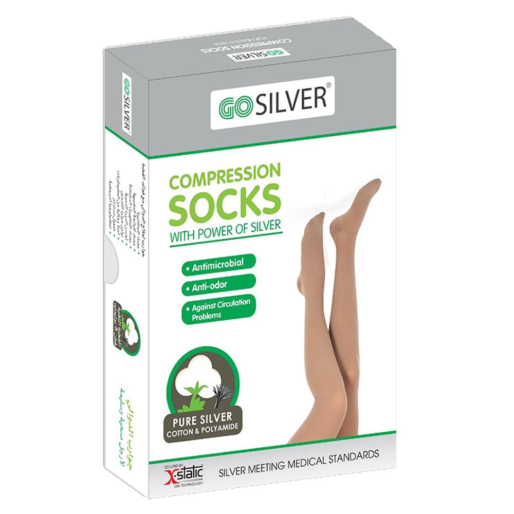 Go Silver - Thigh Length Closed Toe Socks Class 1 - Nude