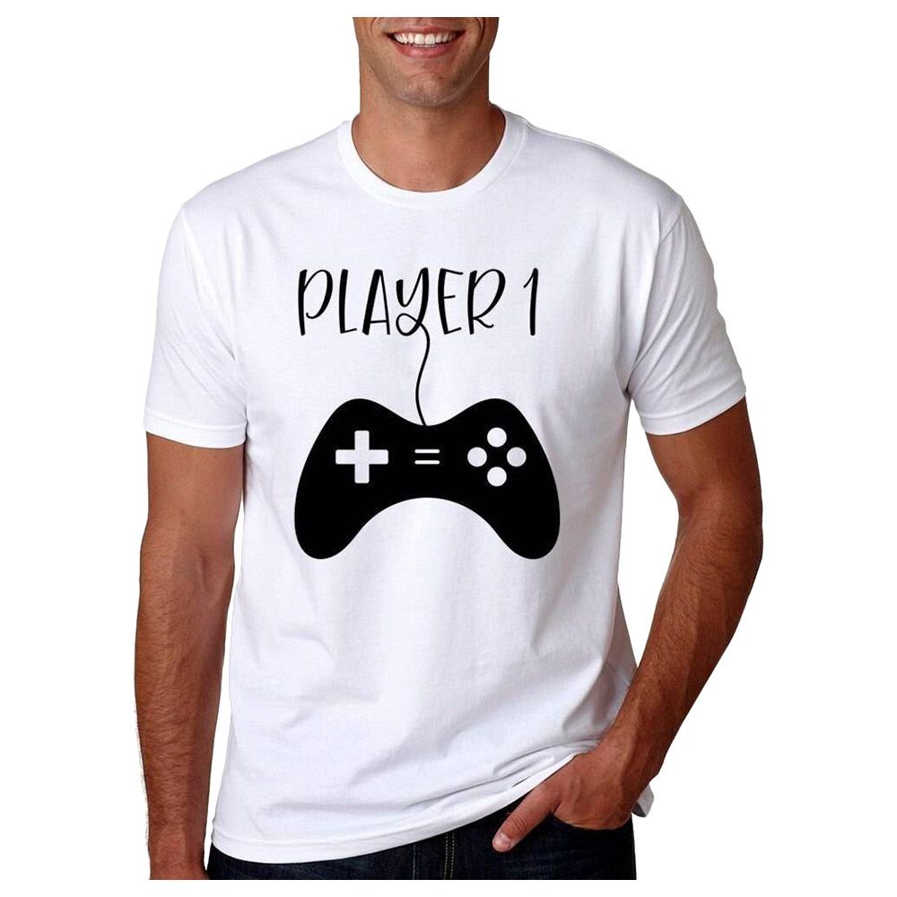 Matching Family - Dad Player 1 T-Shirt - White