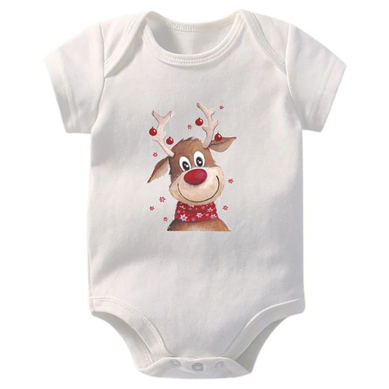 Matching Family - Deer Print Christmas Romper - White