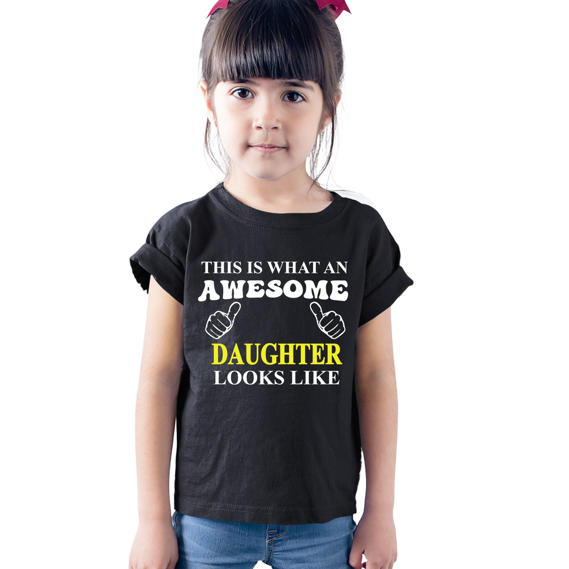 ماتشينغ فاميلي أوتفيتس - تي شيرت Awesome Daughter - أسود