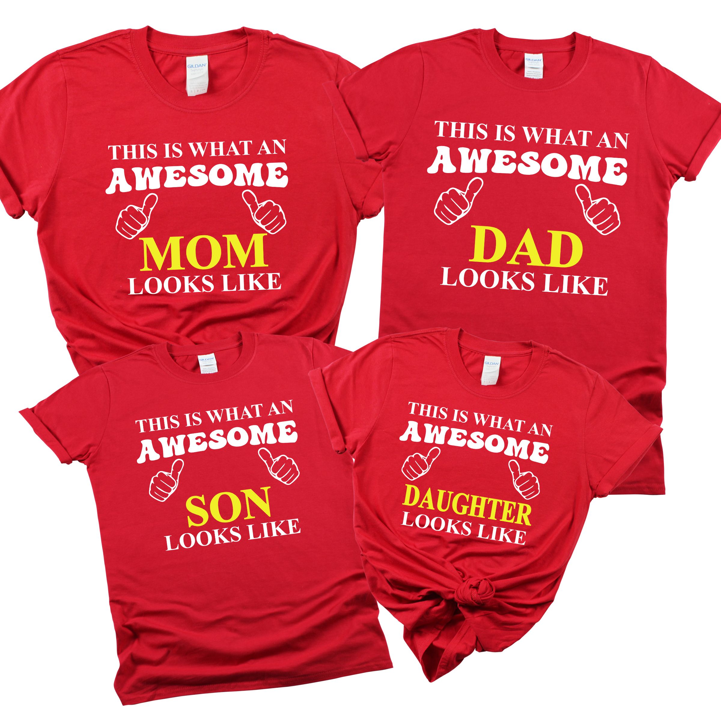 Matching Family Outfits - Awesome Son Looks T-Shirt - Red