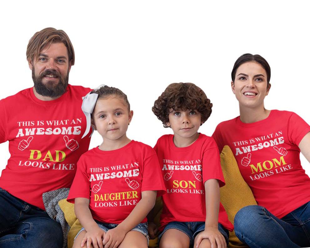 Matching Family Outfits - Awesome Son Looks T-Shirt - Red