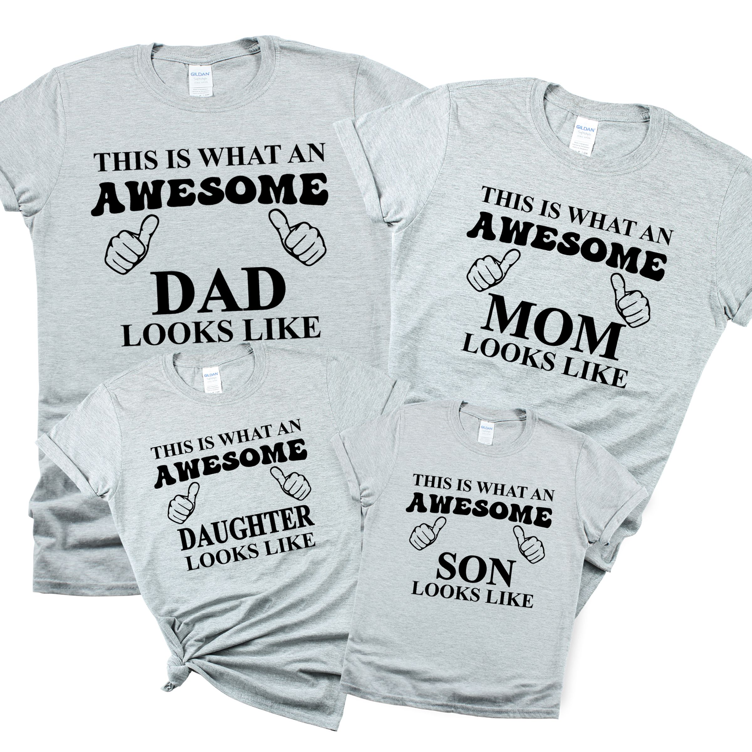 ماتشينغ فاميلي أوتفيتس - تي شيرت Awesome Son Looks - رمادي