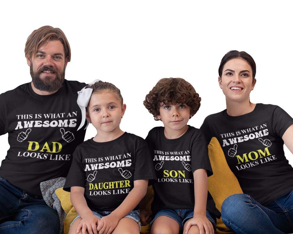 Matching Family Outfits - Awesome Dad Looks Like T-Shirt - Black