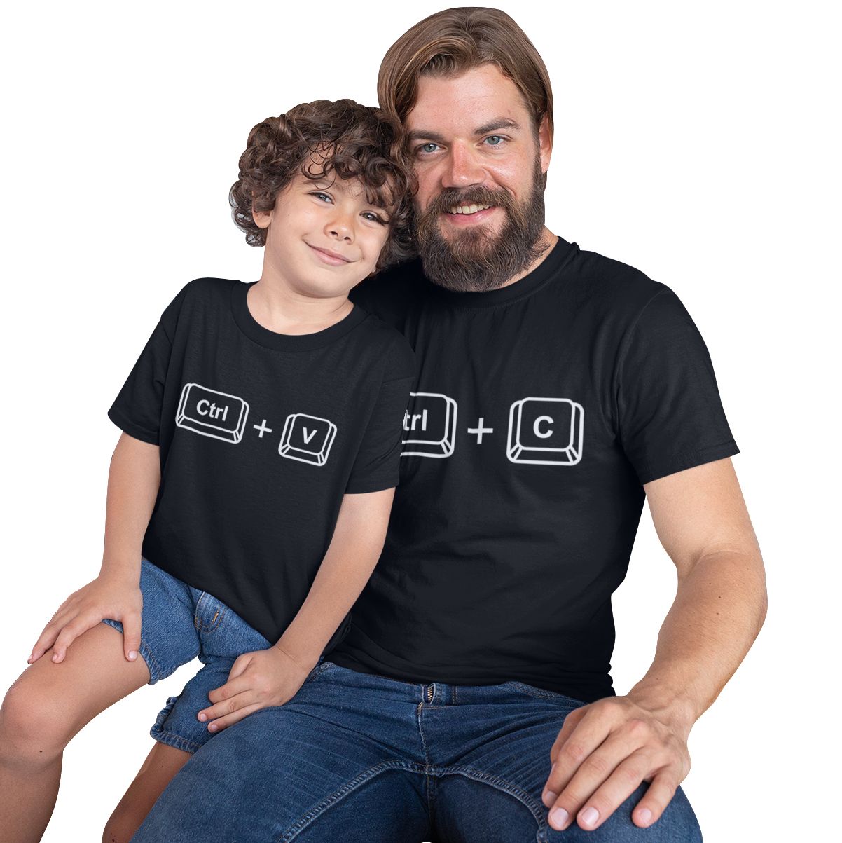 Matching Family Outfits - Son Ctrl+V T-Shirt - Black