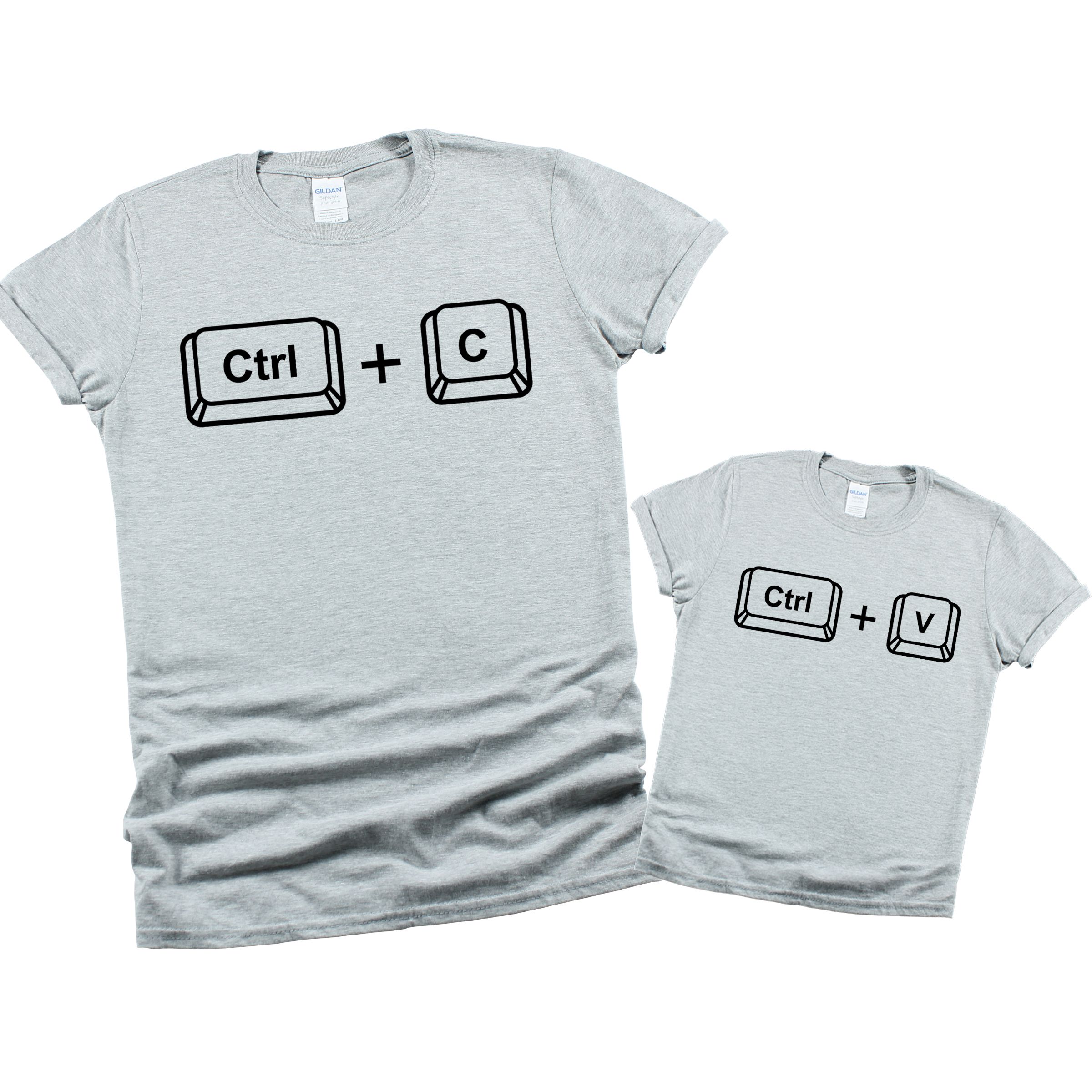 Matching Family Outfits - Dad Ctrl+C T-Shirt - Grey