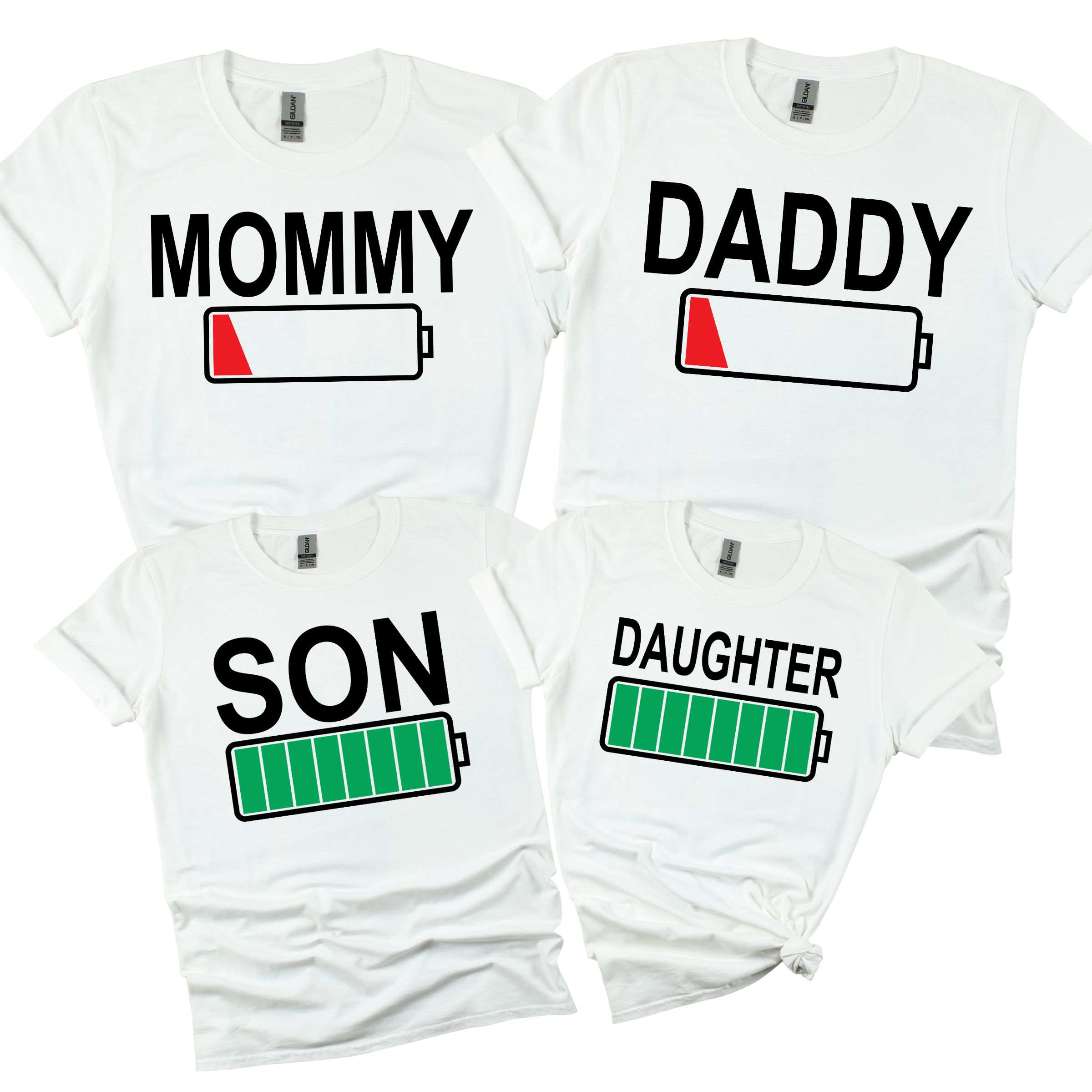 Matching Family Outfits - Mommy Low Battery T-Shirt - White