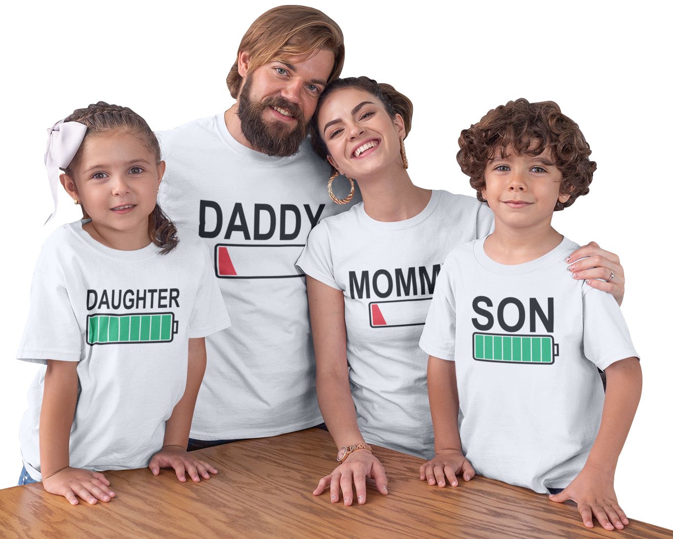 Matching Family Outfits - Mommy Low Battery T-Shirt - White