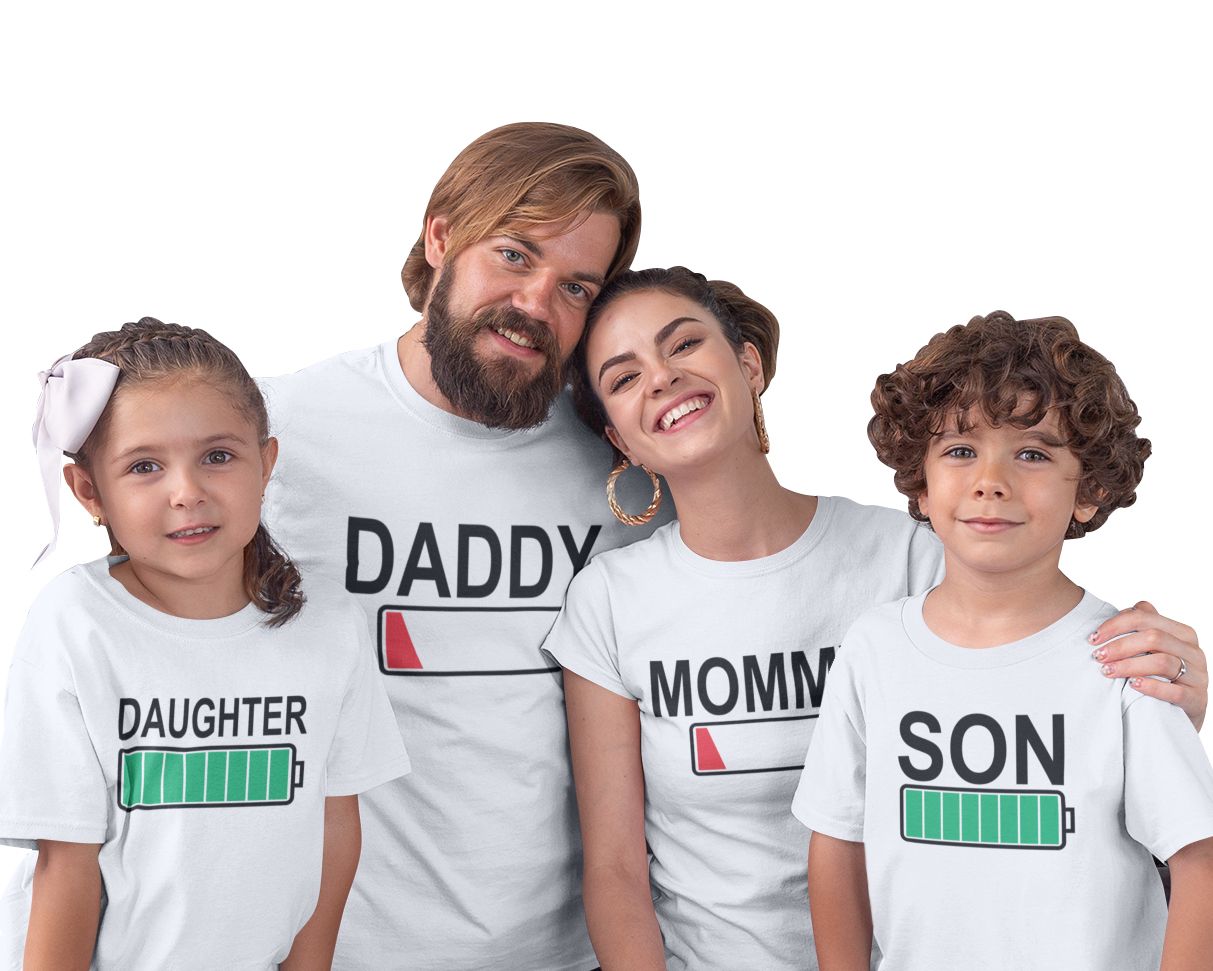 Matching Family Outfits - Mommy Low Battery T-Shirt - White