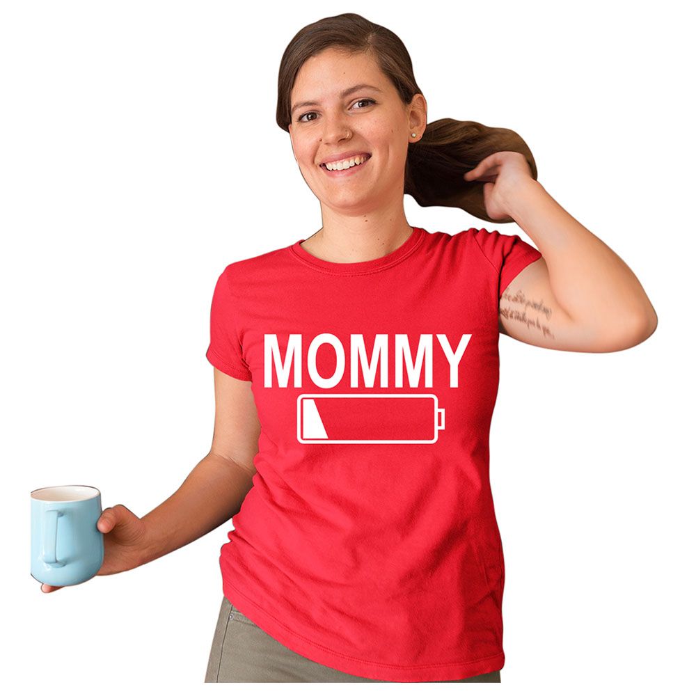 Matching Family Outfits - Mommy Low Battery T-Shirt - Red