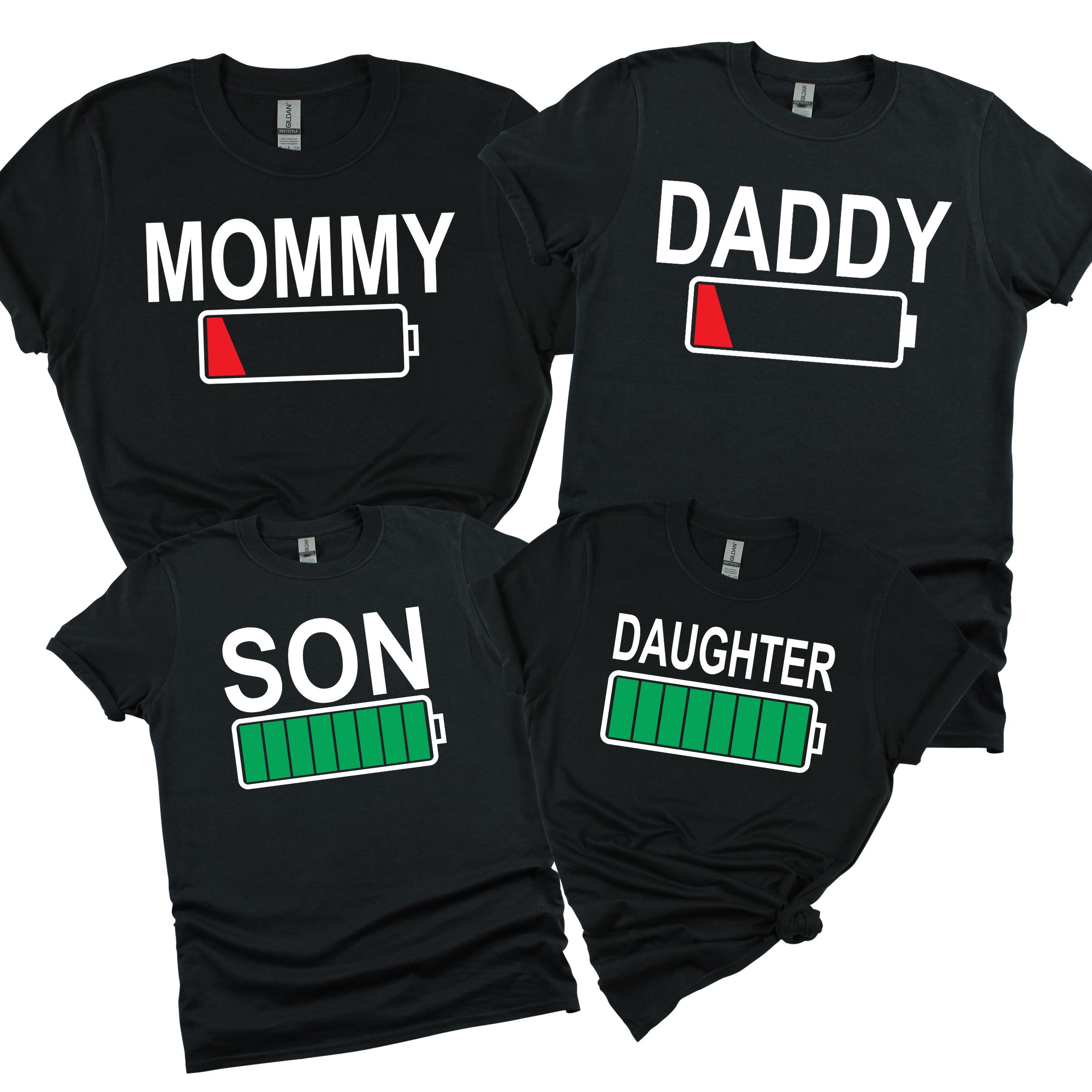 Matching Family Outfits - Mommy Low Battery T-Shirt - Black