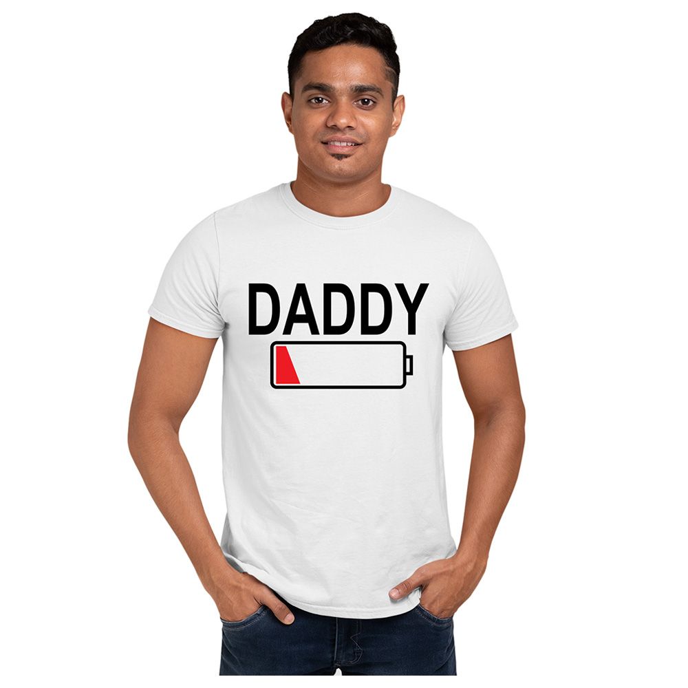 Matching Family Outfits - Daddy Low Battery T-Shirt - White