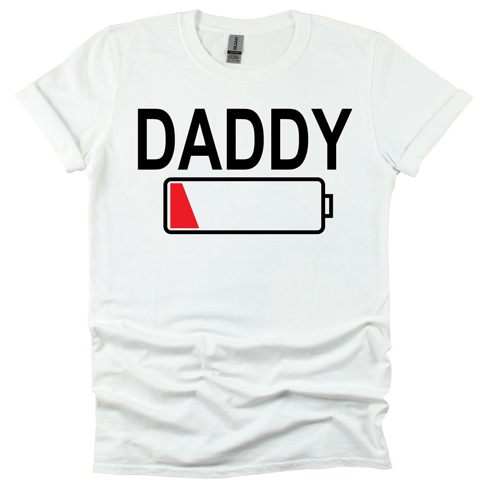 Matching Family Outfits - Daddy Low Battery T-Shirt - White