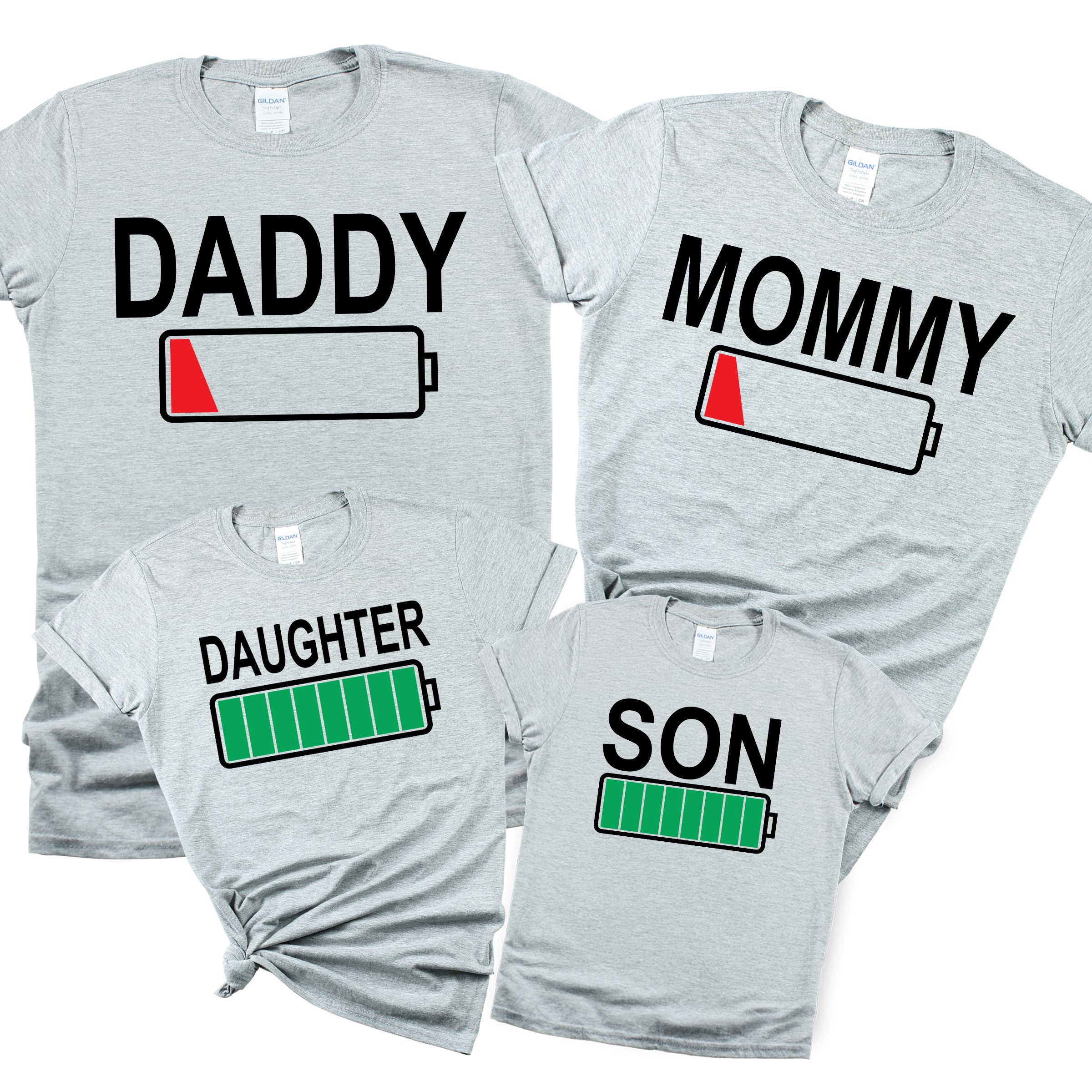 Matching Family Outfits - Mommy Low Battery T-Shirt - Grey