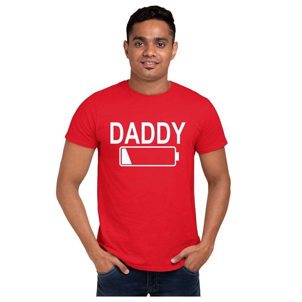 Matching Family Outfits - Daddy Low Battery T-Shirt - Red