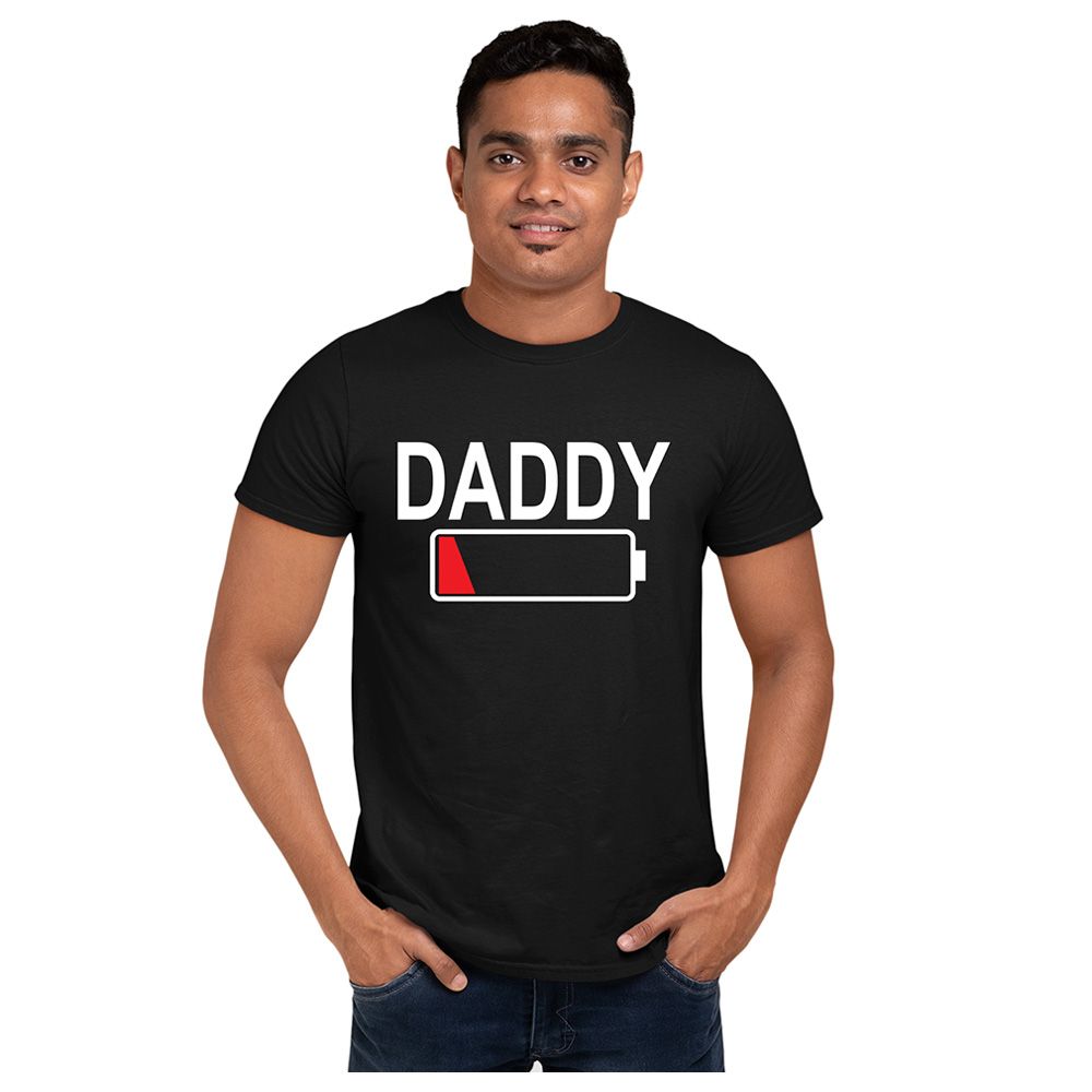 Matching Family Outfits - Daddy Low Battery T-Shirt - Black