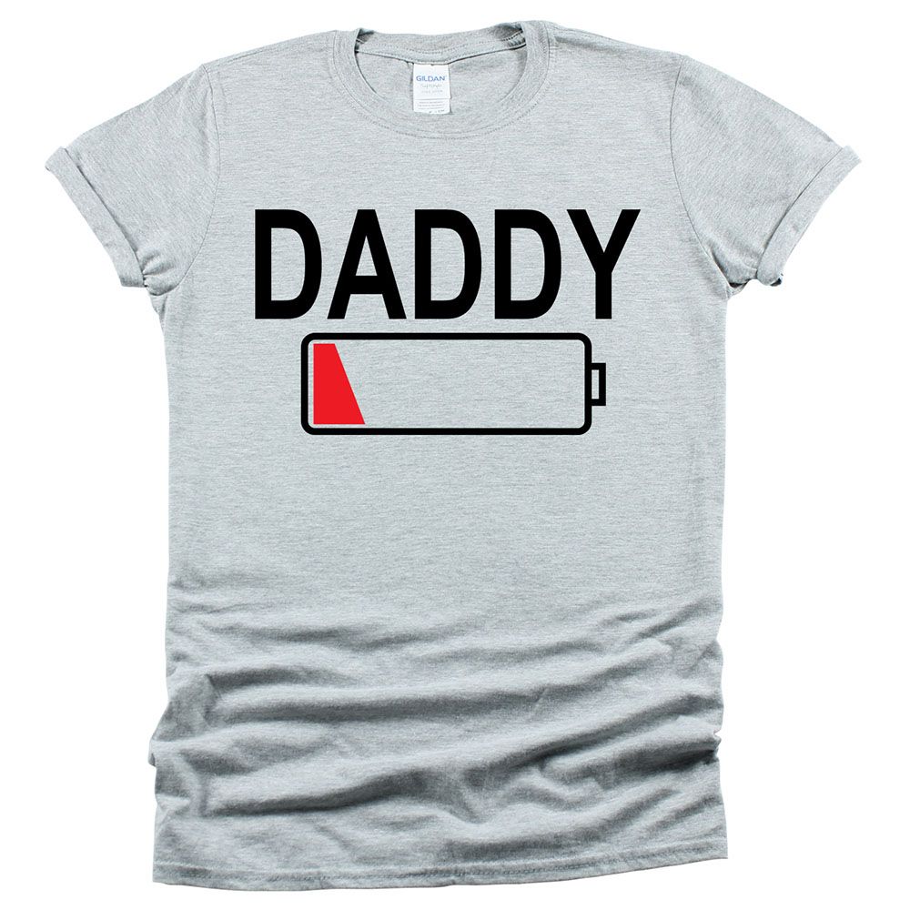 Matching Family Outfits - Daddy Low Battery T-Shirt - Grey