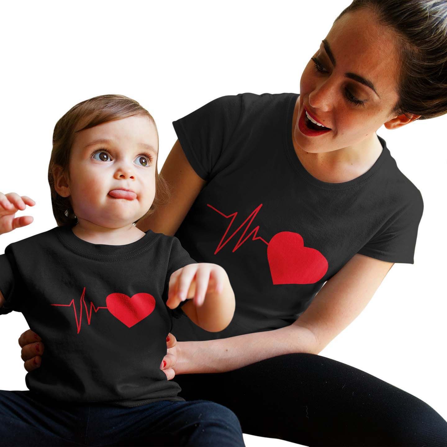 Matching Family Outfits - Daughter Heartbeats T-Shirt - Black