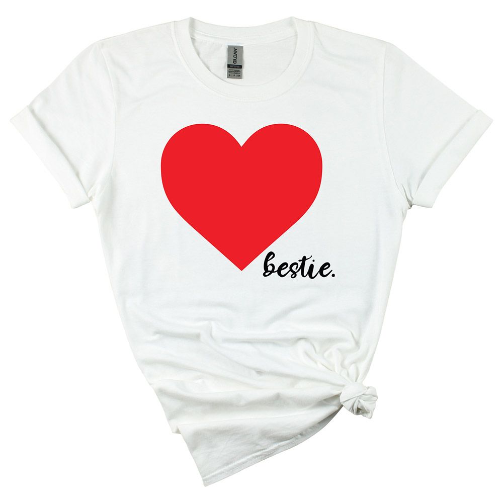 Matching Family Outfits - Mom Bestie-Heart T-Shirt - White