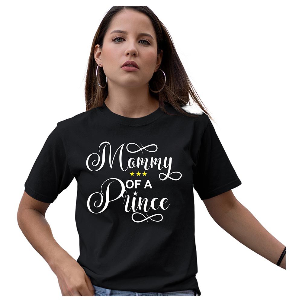 Matching Family Outfits - Mommy Of A Prince T-Shirt - Black