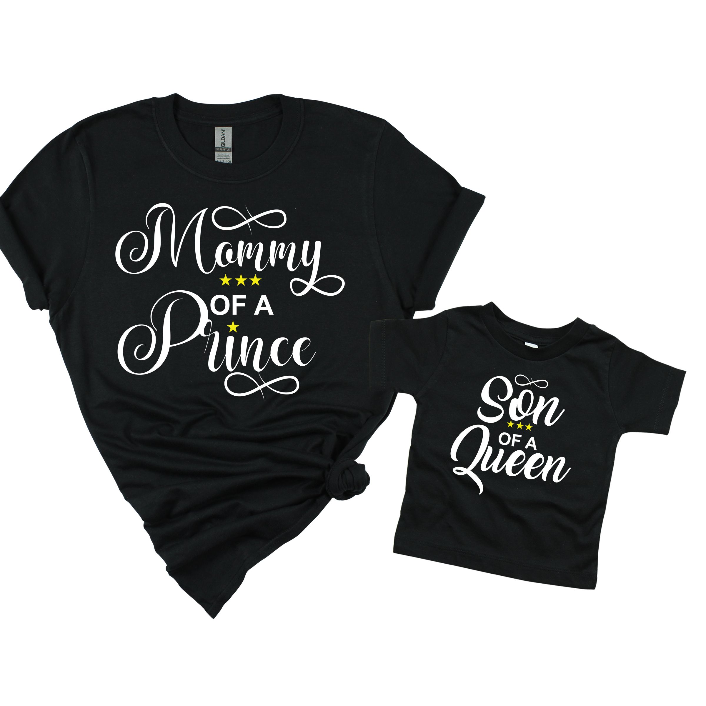 Matching Family Outfits - Mommy Of A Prince T-Shirt - Black