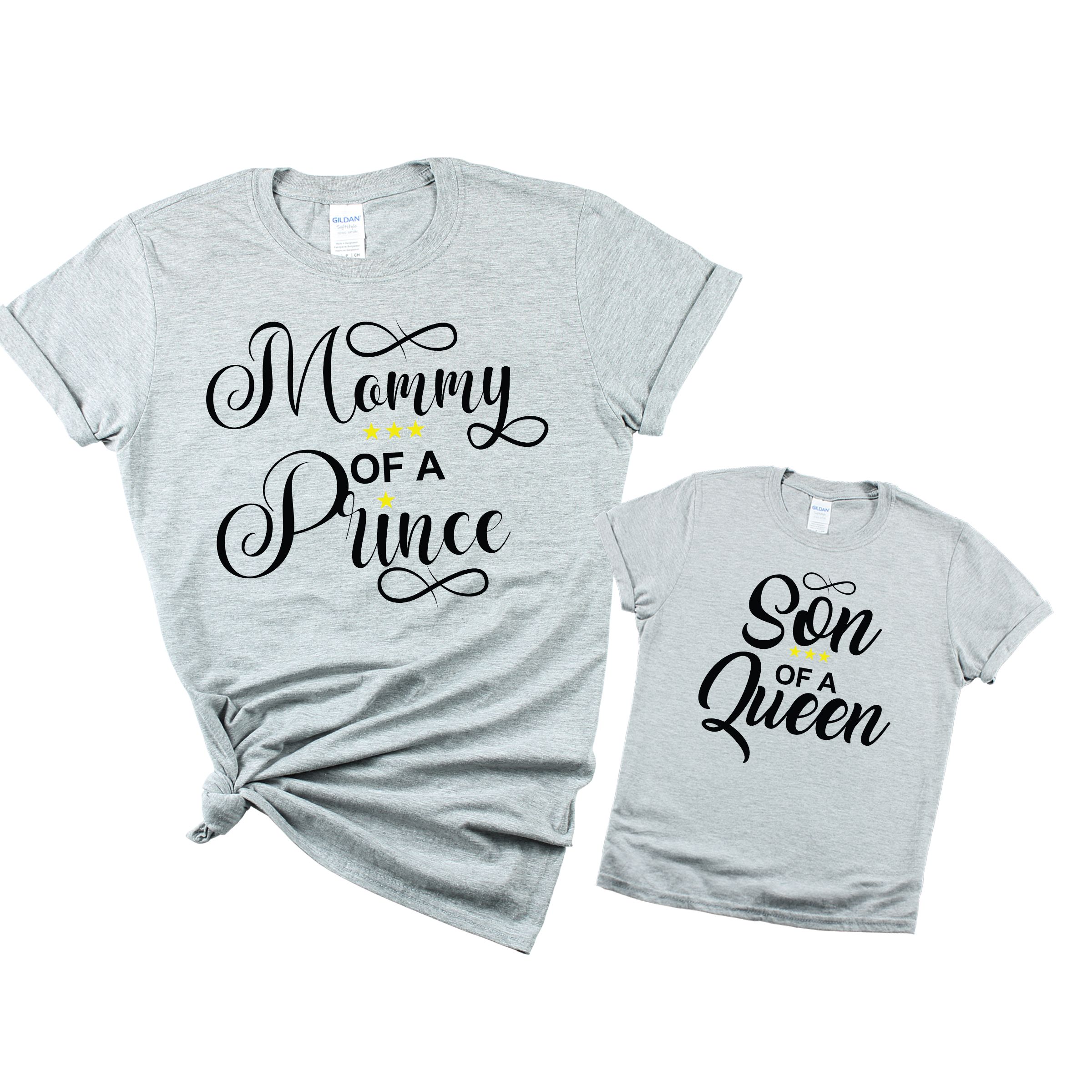 Matching Family Outfits - Mommy Of A Prince T-Shirt - Grey