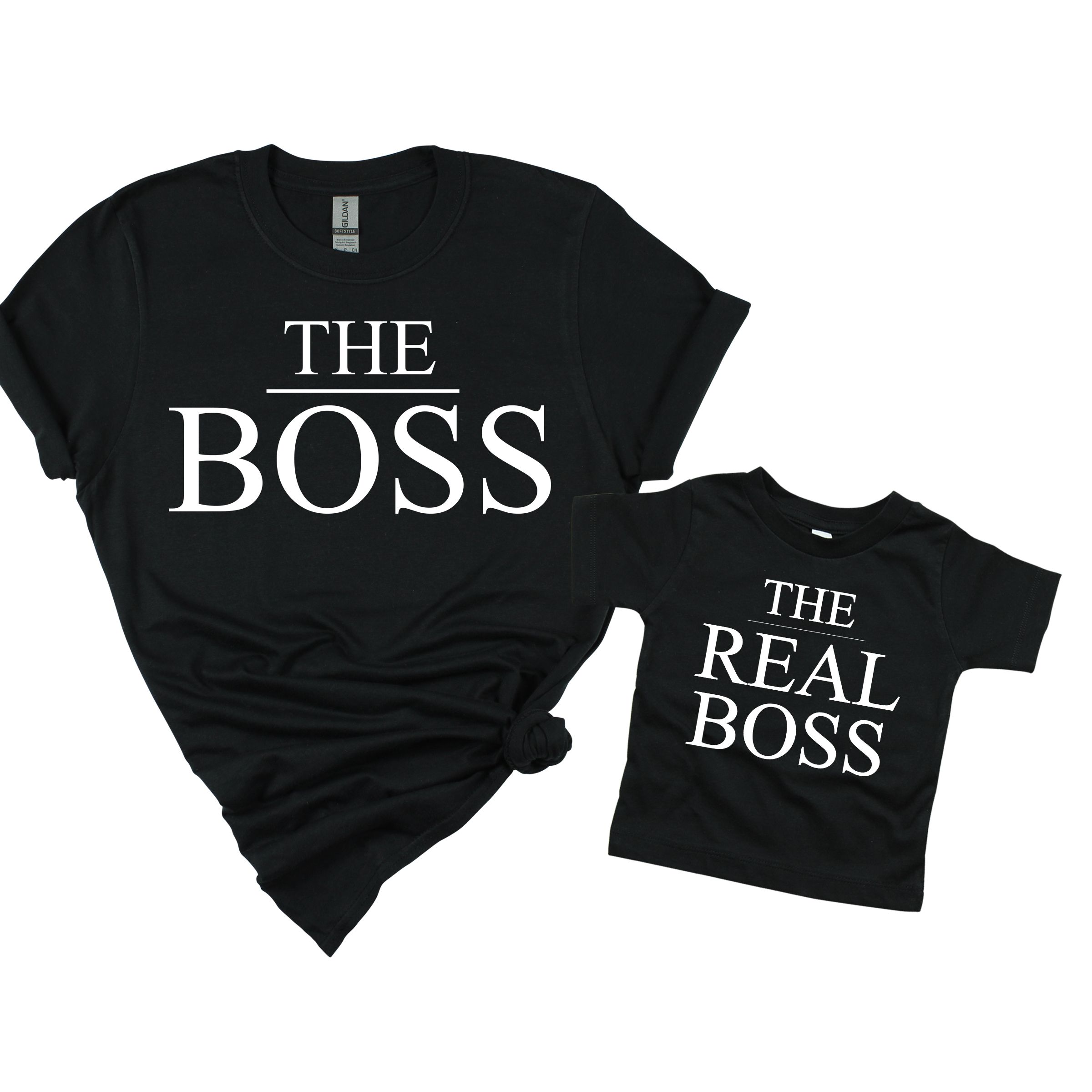 Matching Family Outfits - "The Real Boss" T-Shirt - Black