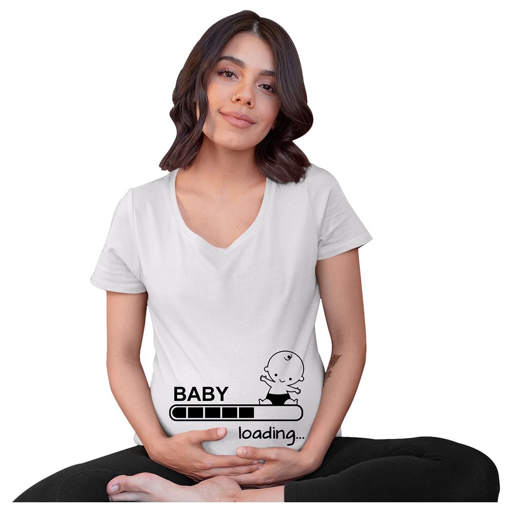 Matching Family Outfits - Mom's "Loading-Baby" T-Shirt - White