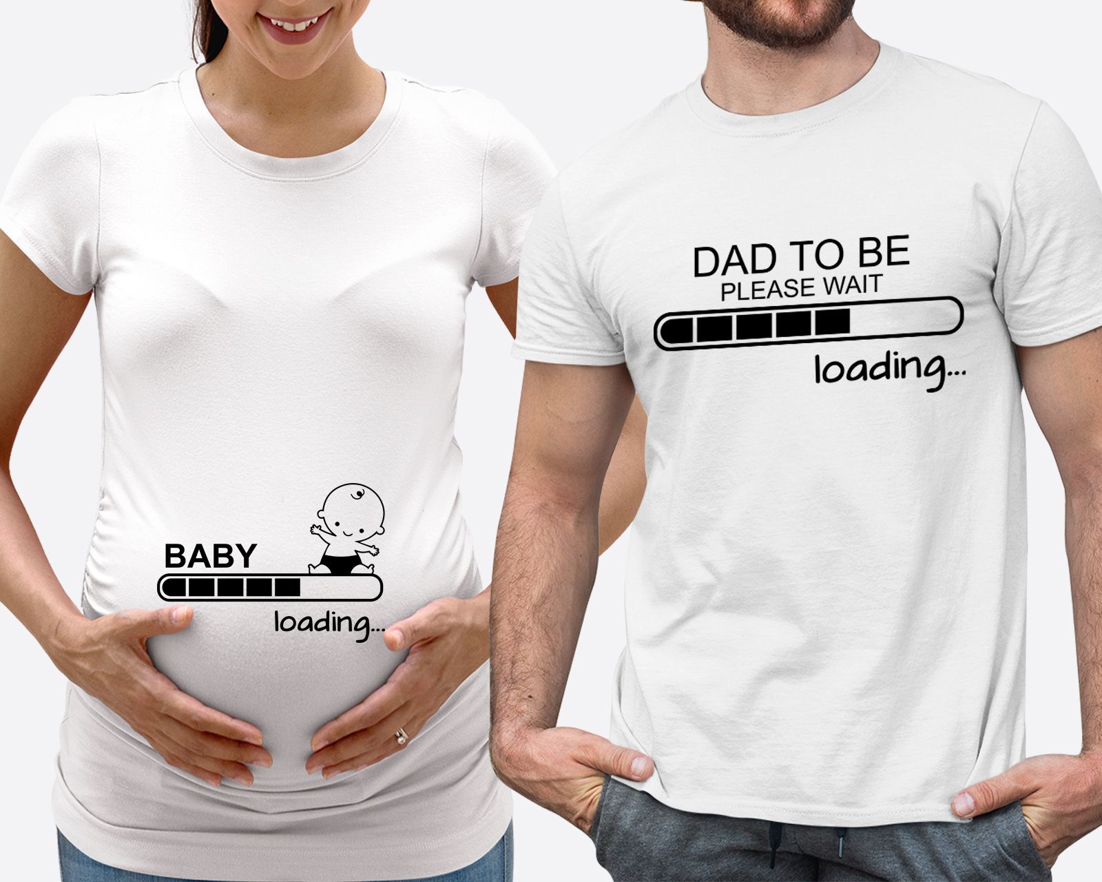 Matching Family Outfits - Mom's "Loading-Baby" T-Shirt - White