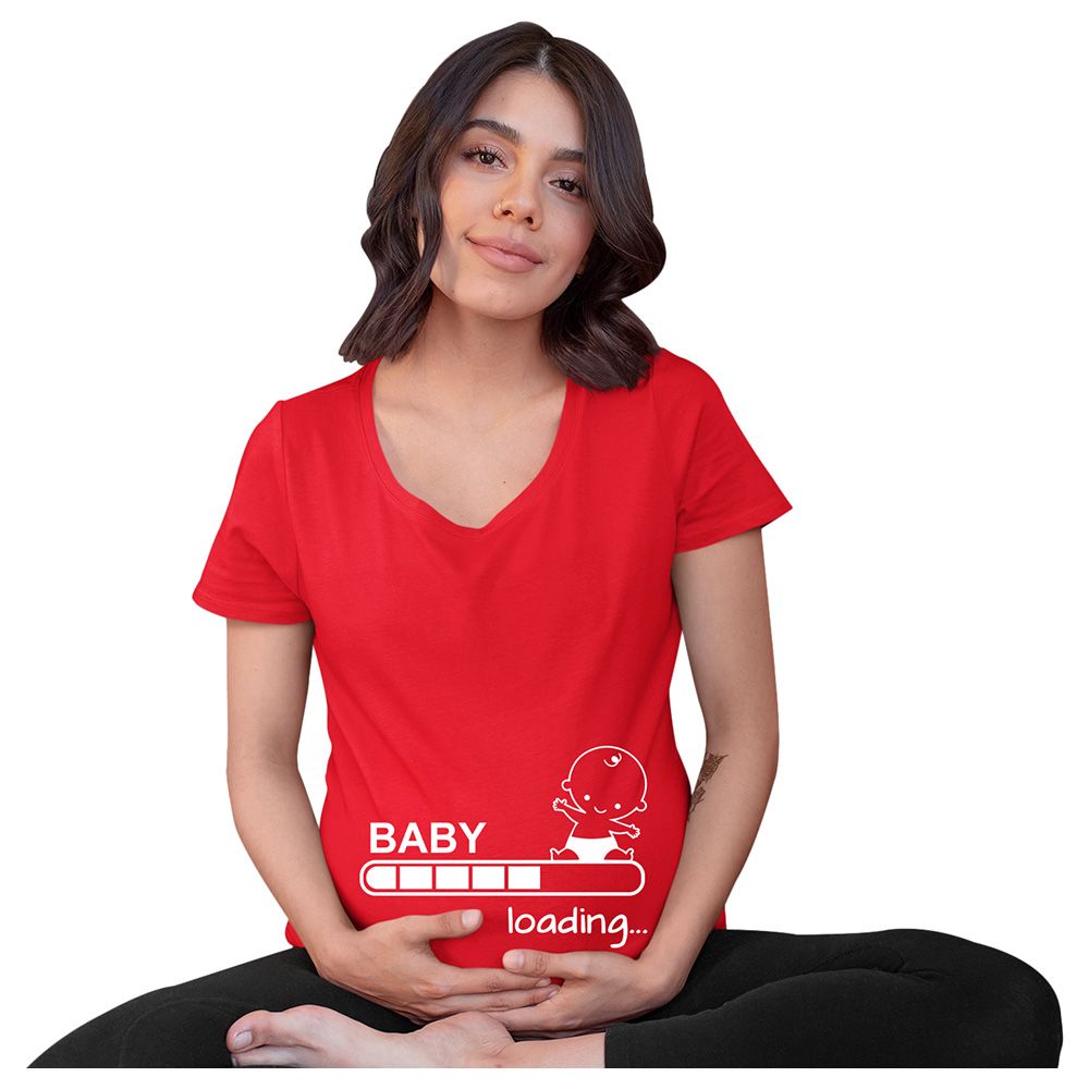 Matching Family Outfits - Mom's "Loading-Baby" T-Shirt - Red