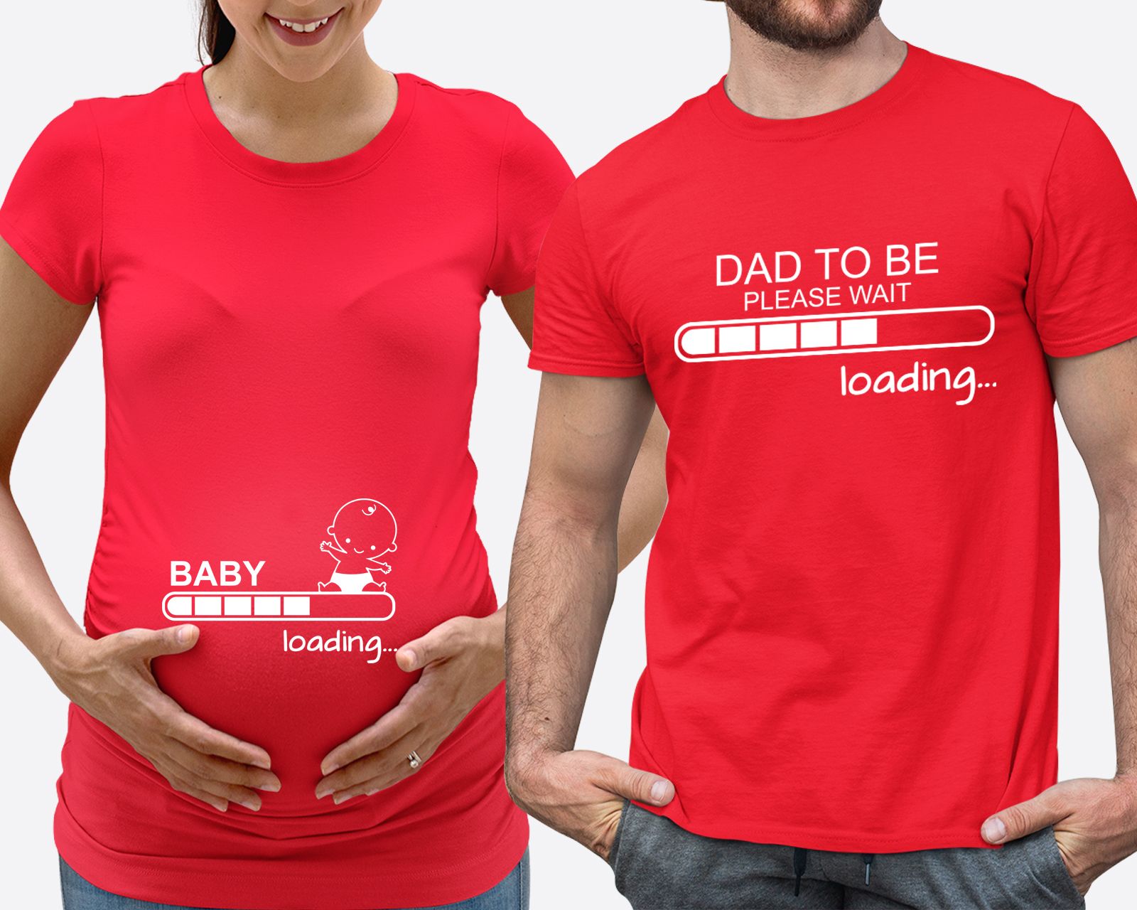 Matching Family Outfits - Mom's "Loading-Baby" T-Shirt - Red