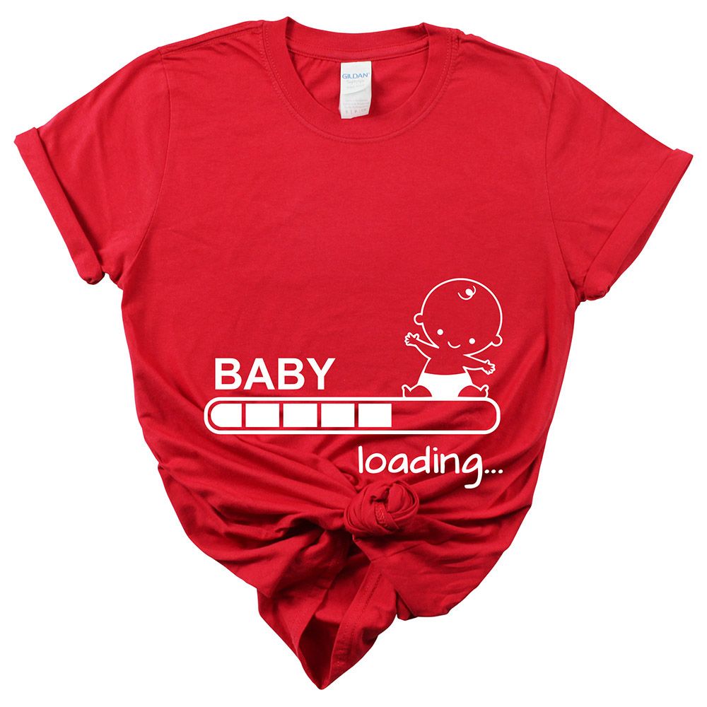 Matching Family Outfits - Mom's "Loading-Baby" T-Shirt - Red