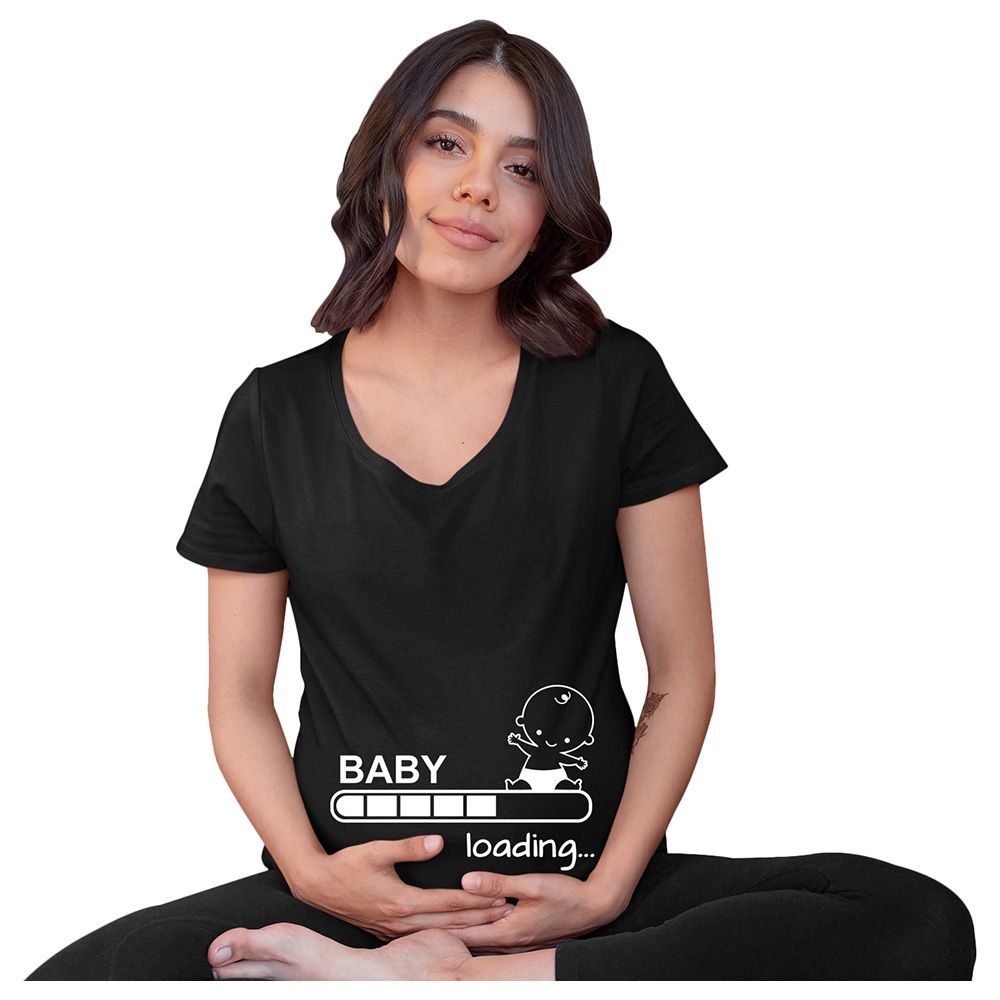 Matching Family Outfits - Mom's "Loading-Baby" T-Shirt - Black