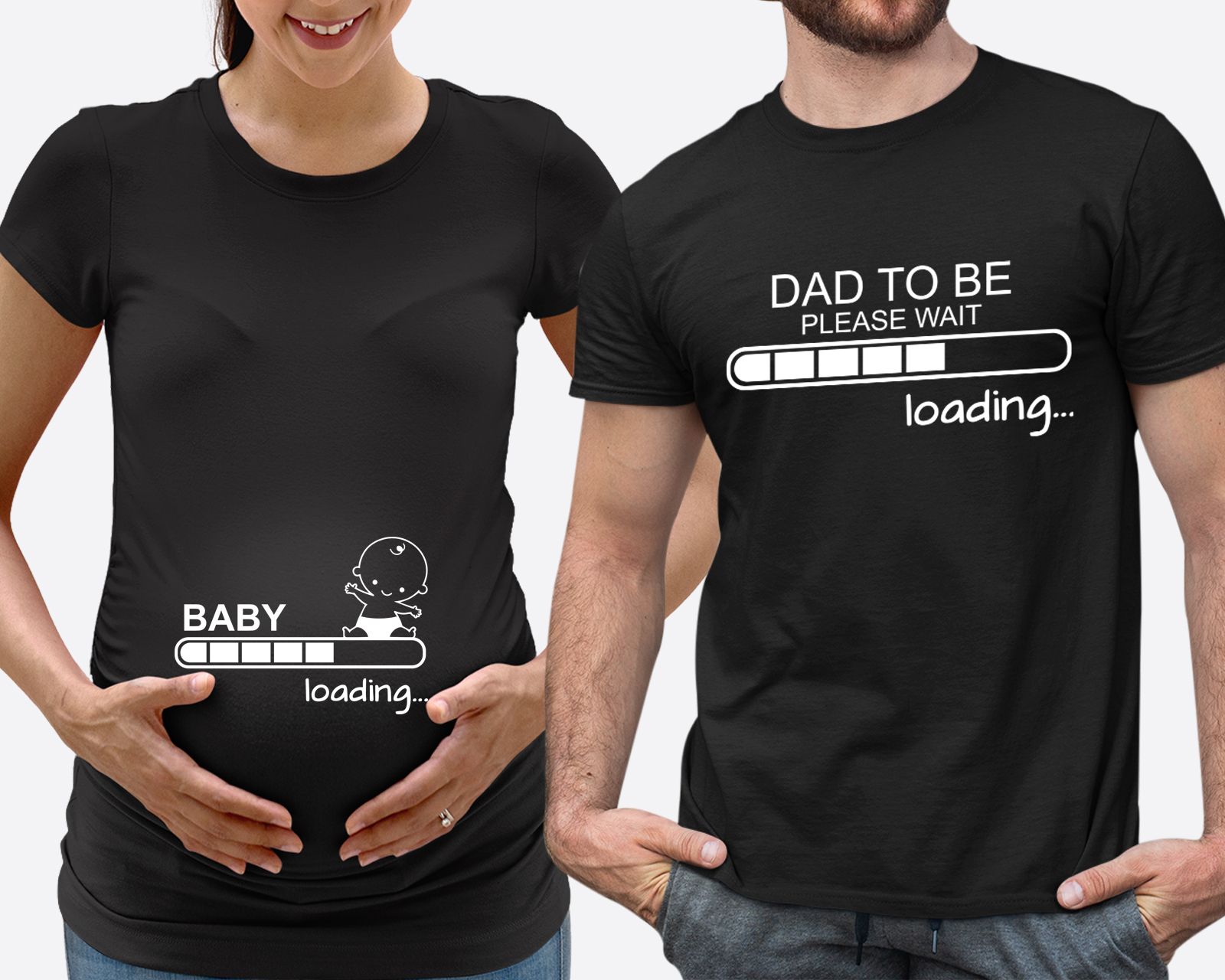 Matching Family Outfits - Mom's "Loading-Baby" T-Shirt - Black